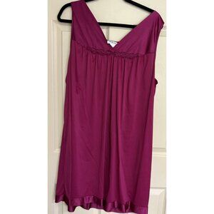 Vanity Fair Vintage Women's Large Red Cranberry Satin Trimmed Nightgown